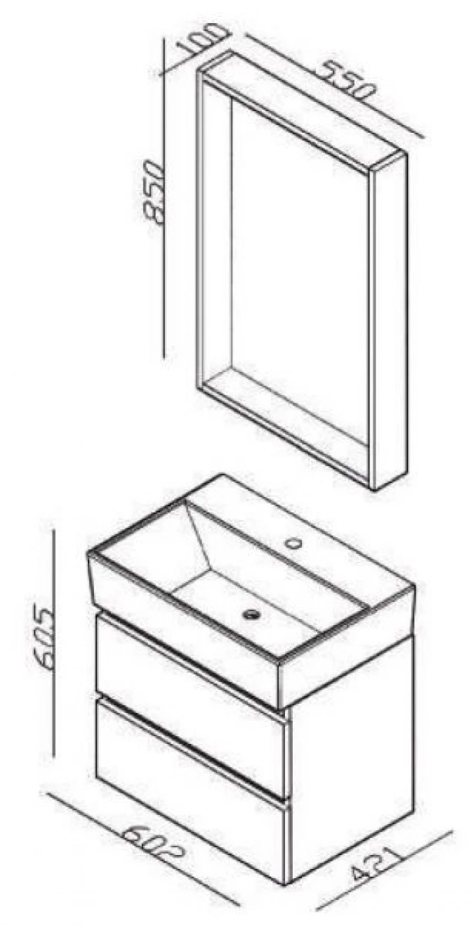 Toaletni ormaric LineArt PLAZA 60cm sa lavaboom ANTHRACITE OAK PLA0600.BS