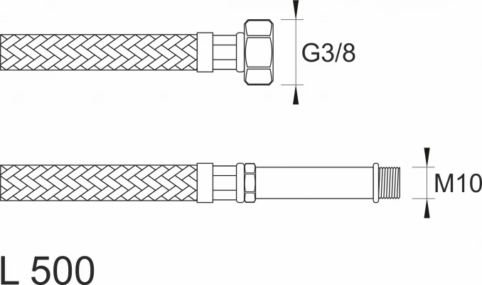 Brinoks crevo SBA baterijsko F3/8''x M10  500 sa produžetkom od 50mm