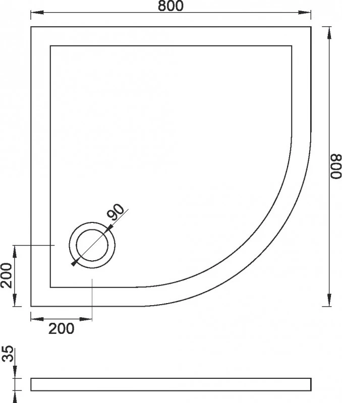 Tuš kada polukružna R80x35 COPEN SOLILUX C-11-8080R
