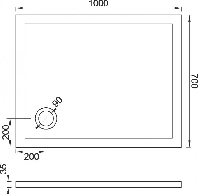 Tuš kadica CONCEPT SOLILUX 100*70*35 bez sifona C-11-1070