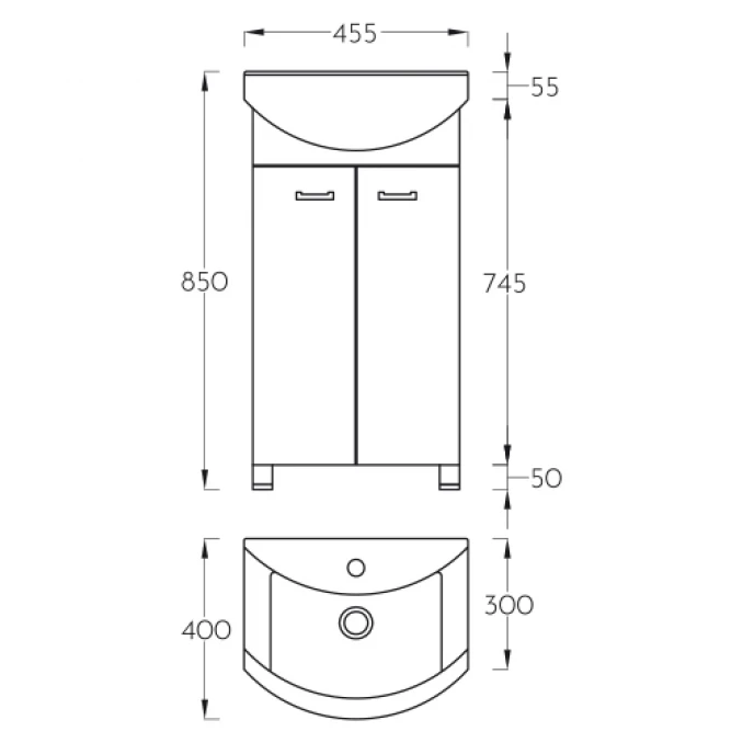 Toaletni ormaric KLASIK 45cm sa lavaboom 0131