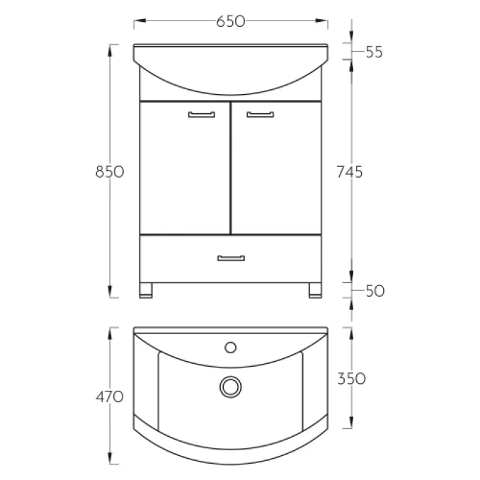 Toaletni ormaric KLASIK 65cm sa lavaboom 0097