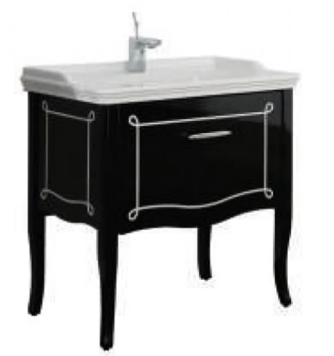 Toaletni ormaric LineArt FIONA 80cm sa lavaboom black silver FIO0800.BS