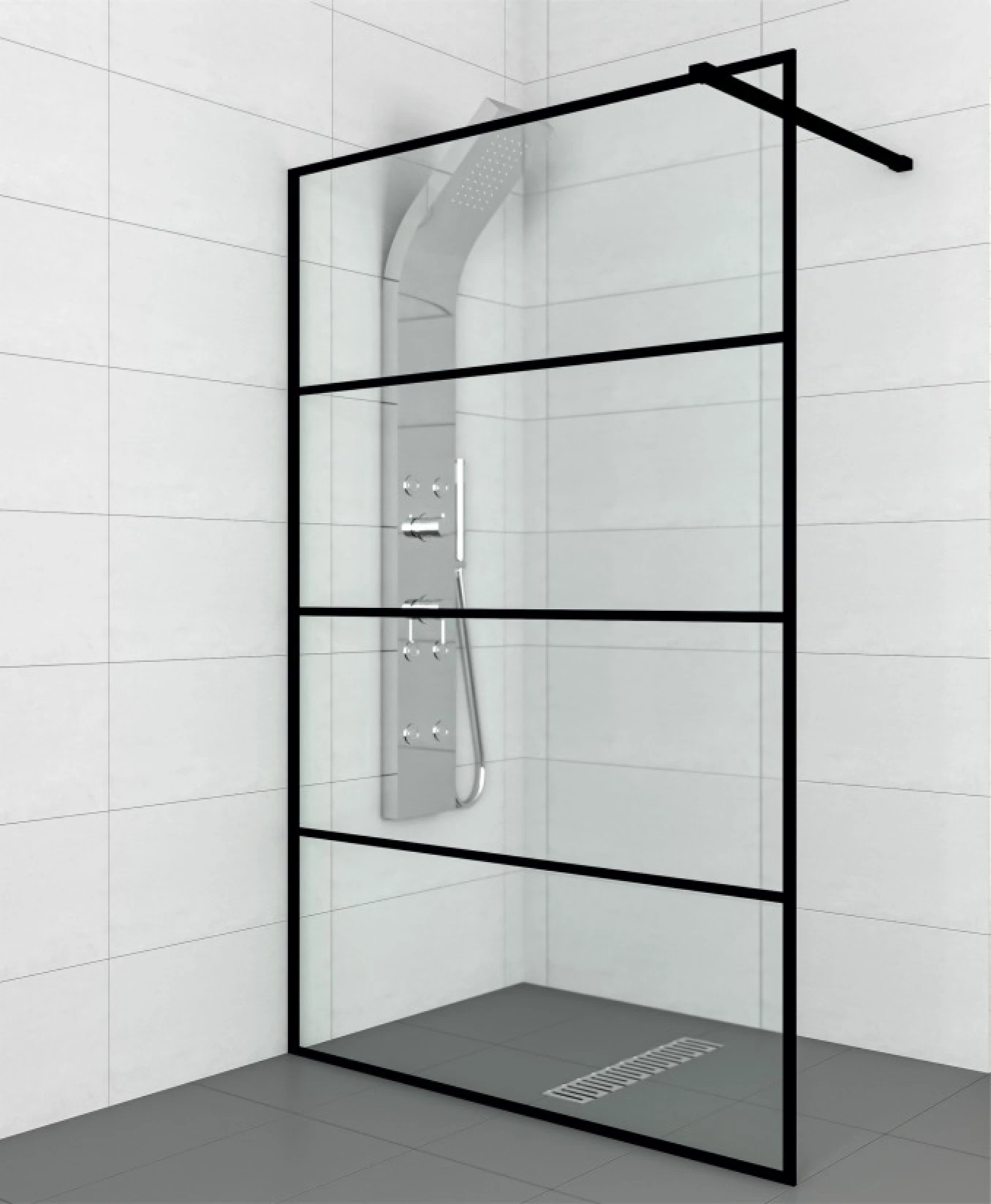 Paravan Walk-in 100x200 8mm COPEN MONTE BLACK C-02-SB100