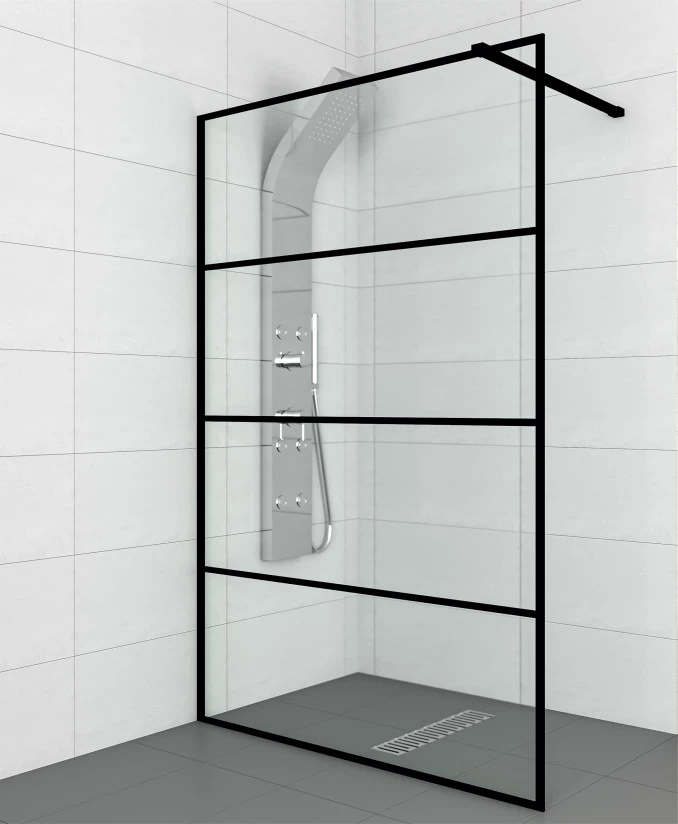 Paravan Walk-in 100x200 8mm COPEN MONTE BLACK C-02-SB100