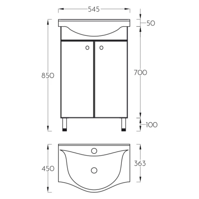 Toaletni ormaric LINK sa lavaboom 55cm 0563