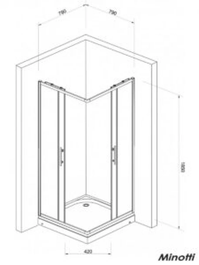 Tuš kab. kv. 80x80x185, 5mm sta. sa kvadraticima JAK-5181