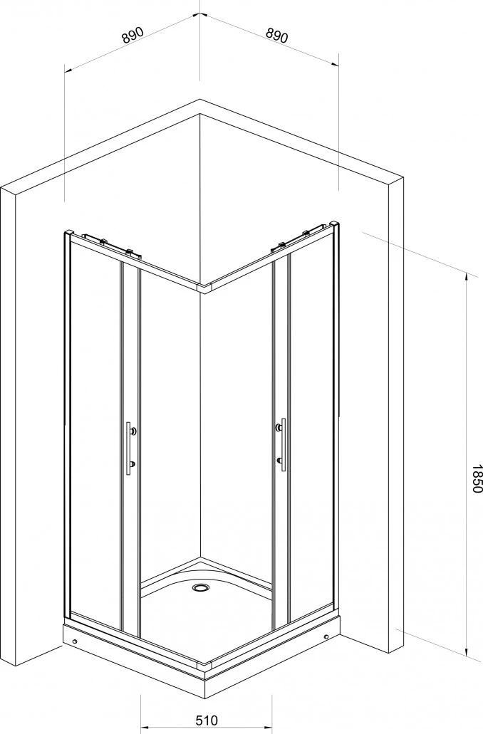 Tuš kabina kvadratna 90x90x185 5mm cisto staklo JA-5192
