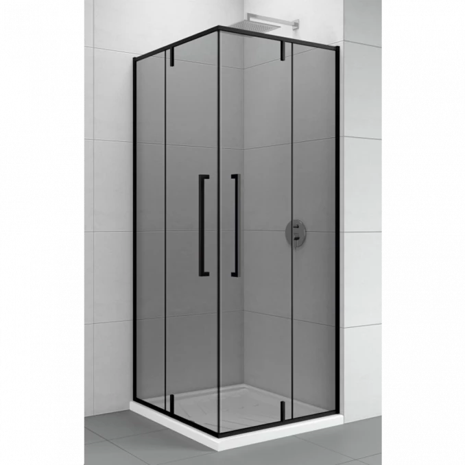 Tuš kabina kvadratna 90x90x200 6mm ABSOLUT BLACK  sa pivot vratima C-02-B6190