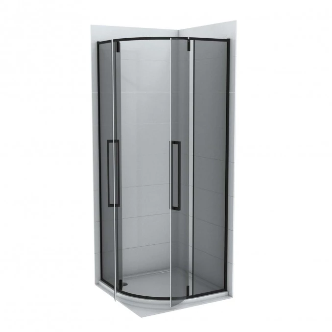 Tuš kabina polukružna R80x200 6mm ABSOLUT BLACK sa pivot vratima C-02-B6280