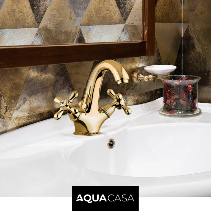 Baterija EMMEVI DECO dvorucna za lavabo zlato OR12013