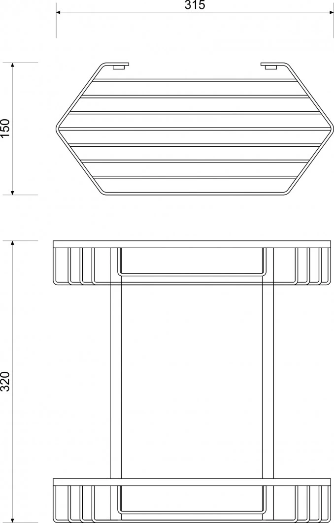 Držac aluminijski žicani dupli 36x17x33cm MA-813