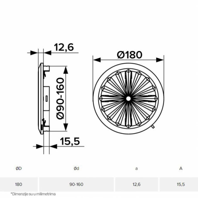 ERA ŽALUZINA 10RKU (FI90-160 mm)