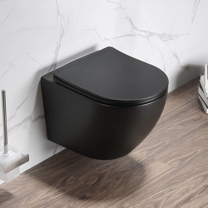 WC šolja konzolna PERLA compact rimless MAT CRNA sa duroplast soft close WC daskom (MWH200MB)