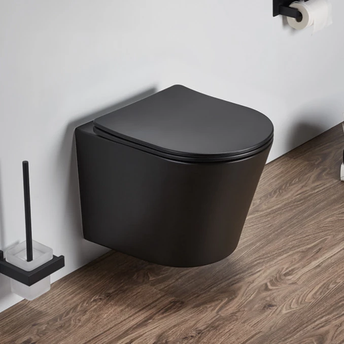 WC šolja konzolna PURE compact rimless MAT CRNA sa duroplast soft close WC daskom (MH300MB)