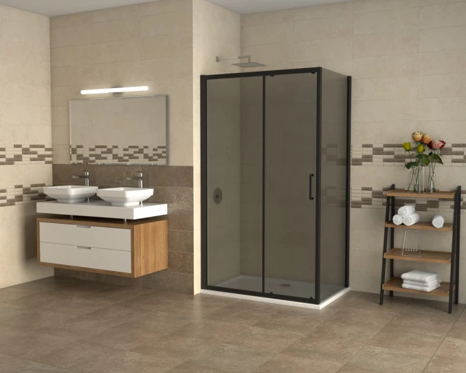 Tuš paravan 140x195 6mm COPEN ATLAS BLACK C-02-B4140