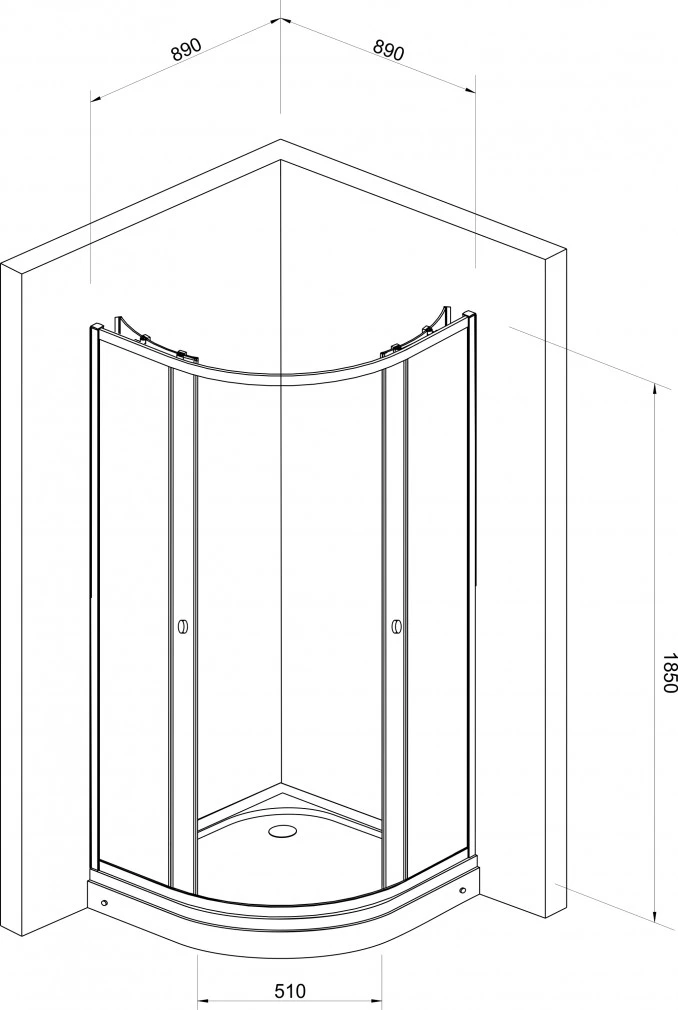 Tuš kabina polukružna R90x185 4mm mat staklo JL-4290