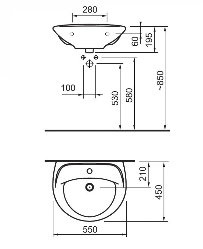 JIKA PRO lavabo 55cm 06579