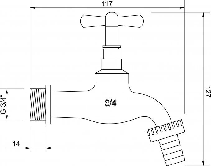 Baštenska slavina leptir mesing MS zuta 3/4x1 CF2001