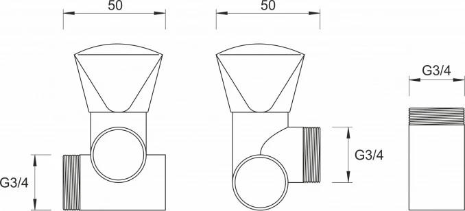 Ventil prikljucno-prolazni sa prikljuckom 3/4 za bateriju CF3033
