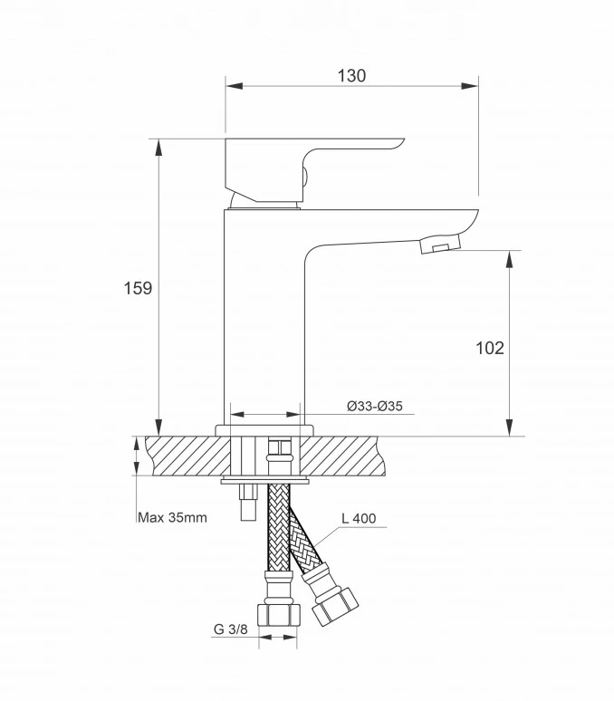 Baterija STELA za lavabo mat crna 2412