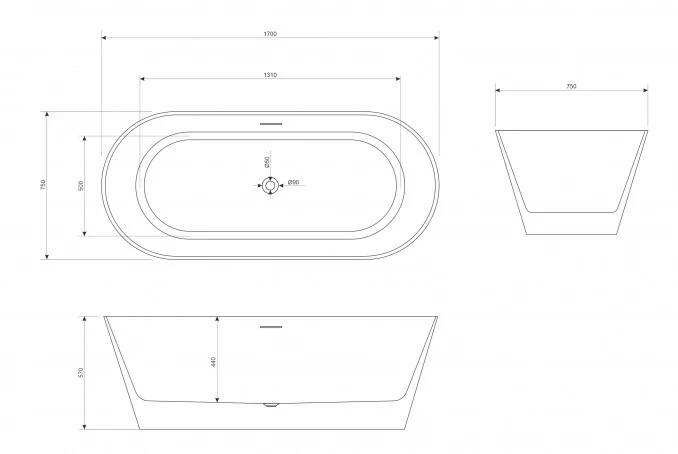 Kada samostojeca COPEN JUDY 1700x750x570mm sjajna bijela C-08-2001W