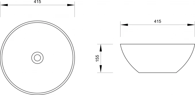Lavabo nadgradni Minotti 7008CM fi 415x155 mat crna
