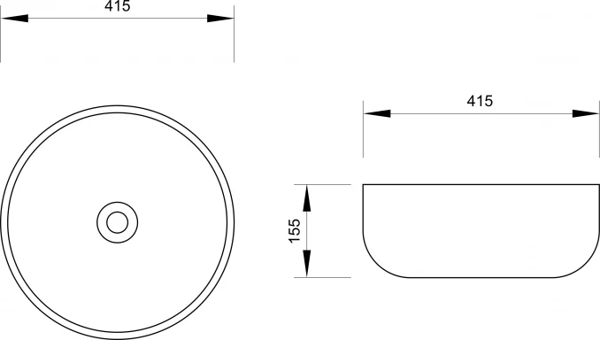 Lavabo nadgradni Minotti 7008KM fi 415x155 mat bez