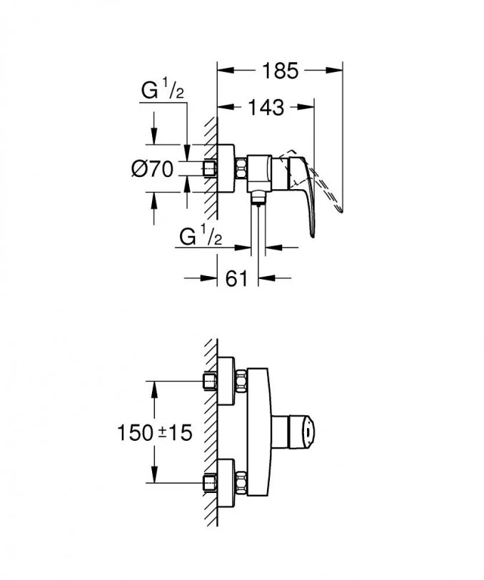 Baterija GROHE EUROSMART za tuš 33555003