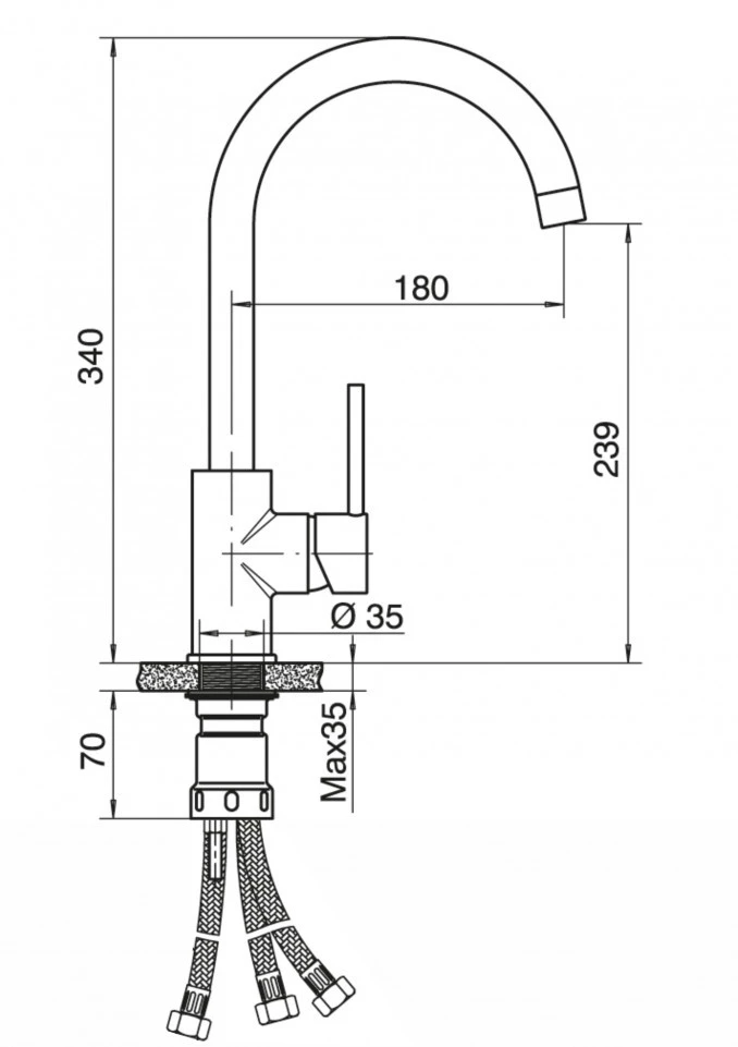 Baterija TUBO za sudoper labud 3 cijevi bijela 6118-3W