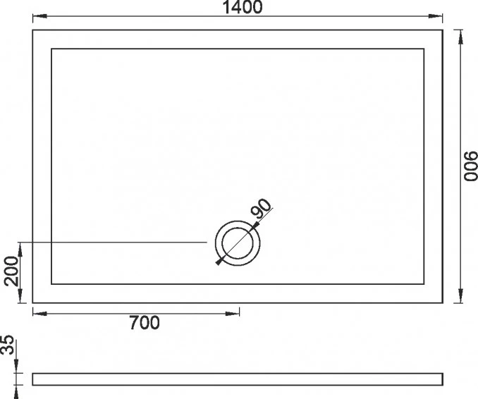 Tuš kada kvadratna 140x90x35 COPEN SOLILUX C-11-1490