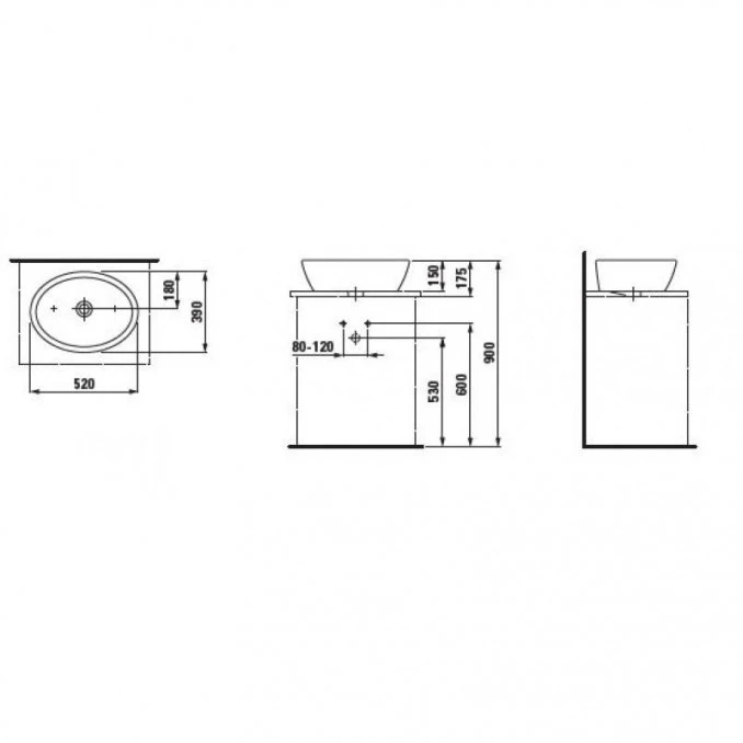 Lavabo nadgradni LAUFEN PRO B 52x39 H8129640001421