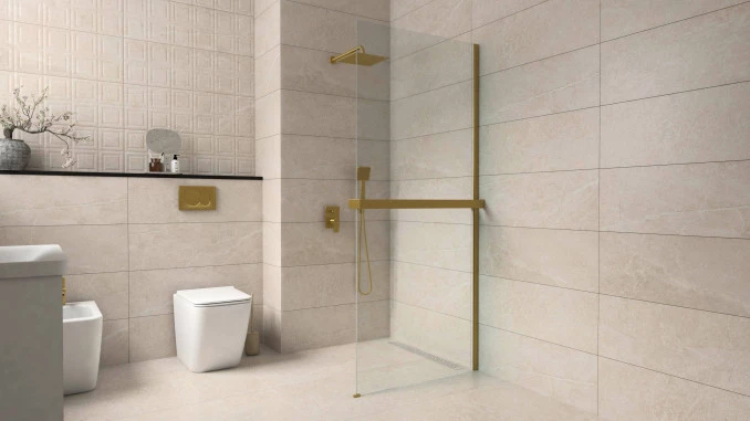 Paravan Walk-in 80x200 8mm COPEN MONTE SUPERIORE polica i držac brušeno zlato C-02-WIS80BG
