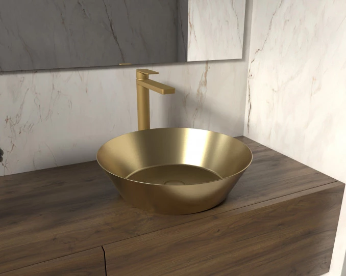 Lavabo metalni COPEN nadgradni 400x125mm brušeni mesing C-15-100BB