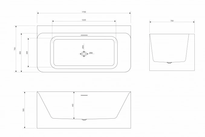 Kada samostojeca COPEN HEDY 1700x745x585mm sjajna bijela C-08-L2002W