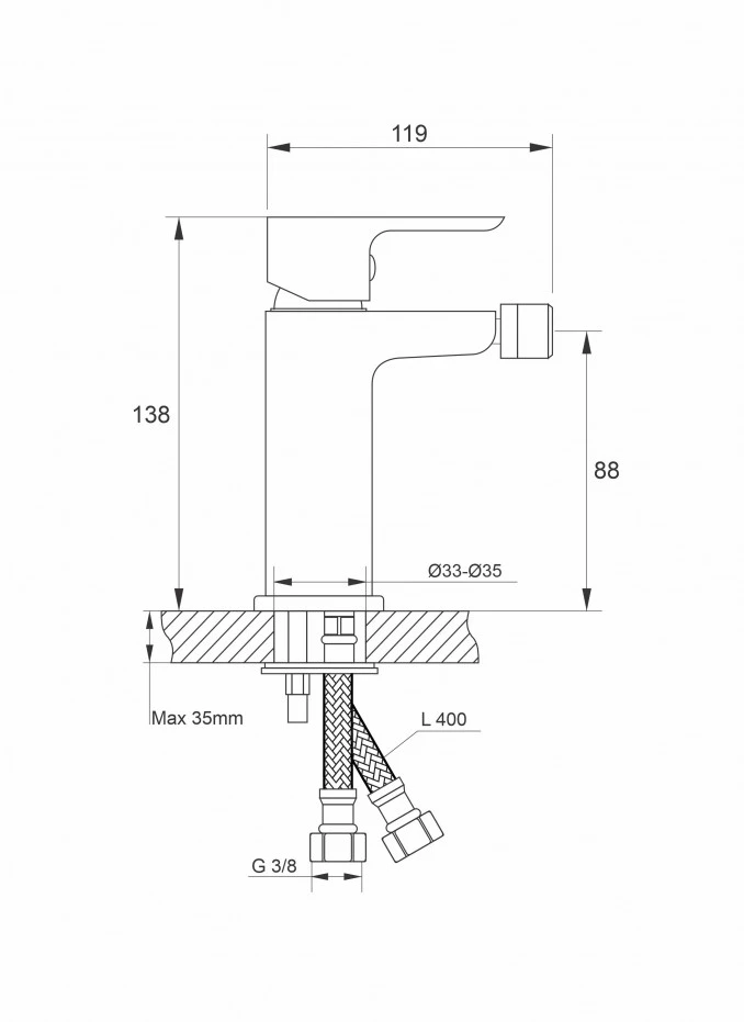 Baterija STELA za bide mat crna 2416