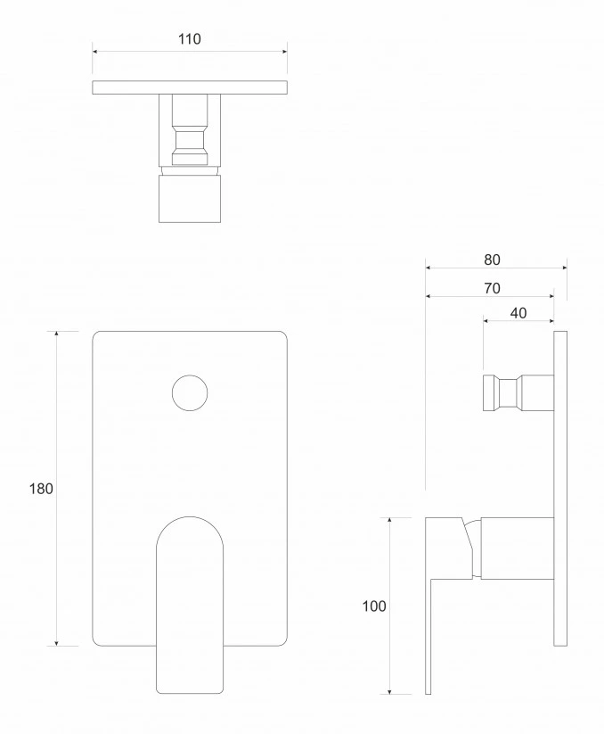Baterija ugradna sa prebacivacem COPEN NOOK mat crna C-01-107MB