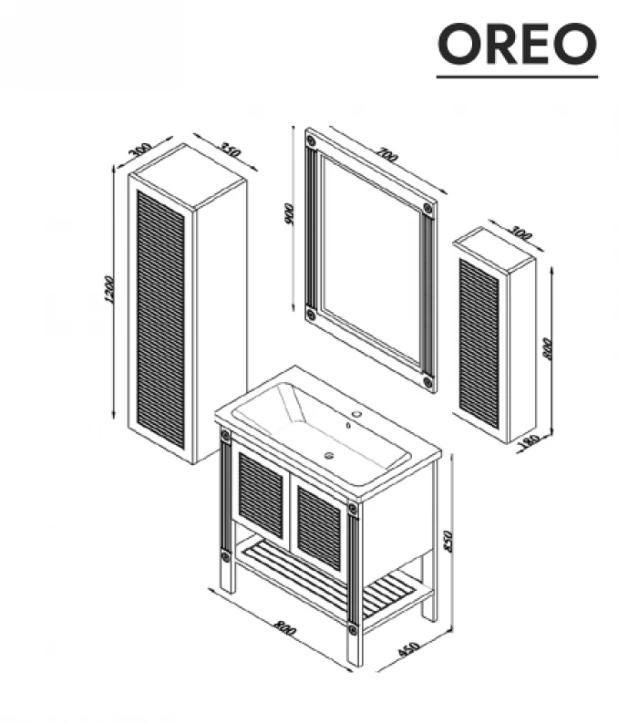 Toaletni ormaric LineArt OREO vertikala v=120cm smoked ORE0000.SD