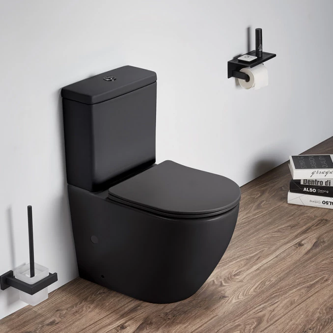 Monoblok PERLA rimless mat crni sa duroplast soft close wc daskom vario (MBL200MB)
