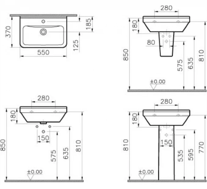 Lavabo VITRA S50 compact 55x37cm