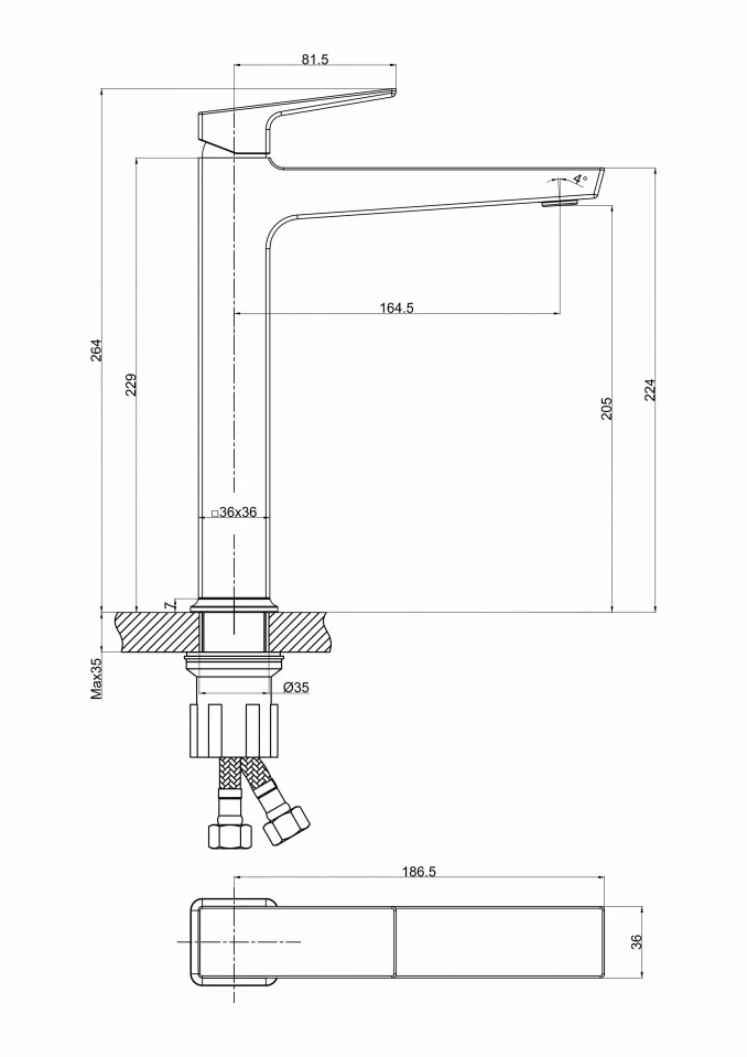 Baterija QUADRA NEW MINOTTI za lavabo visoka 1519