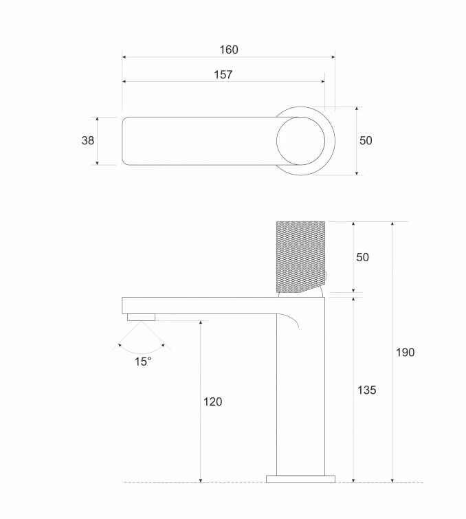 Baterija COPEN NOOK GRIP za lavabo brushed gold C-01-102BTG