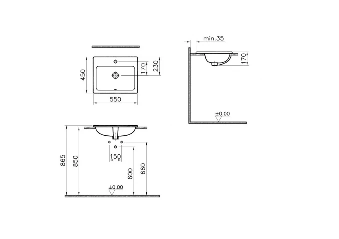 Lavabo ugradni VITRA S20 55x45cm