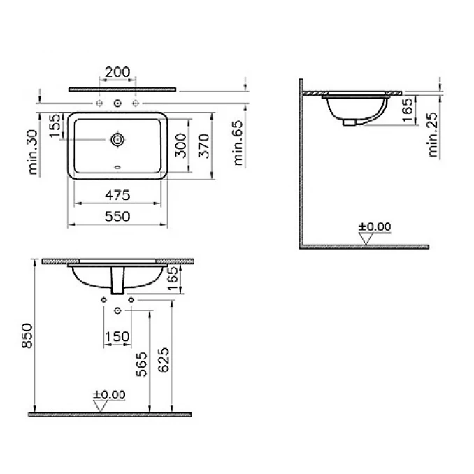 Lavabo podgradni VITRA S20 47,5x30cm