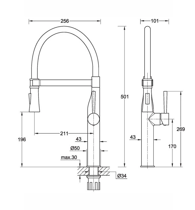 Baterija COPEN PEPER A za sudoper sa flex lulom 2F hrom C-01-203CR