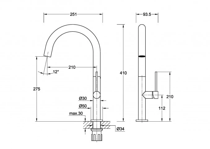 Baterija COPEN SALT za sudoper mat crna C-01-200MB