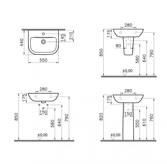 Lavabo VITRA S20 55x44cm