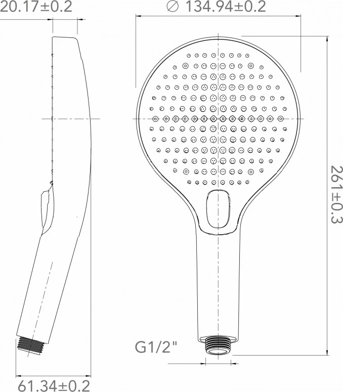 Tuš rucica COPEN 5F 125mm crna C-05-5250