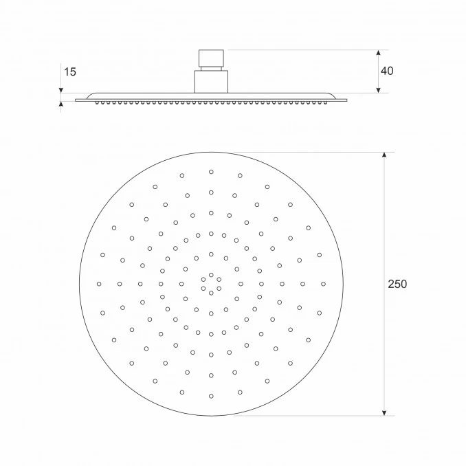Ruža tuša COPEN fi 250mm ABS mat crna C-05-5360MB