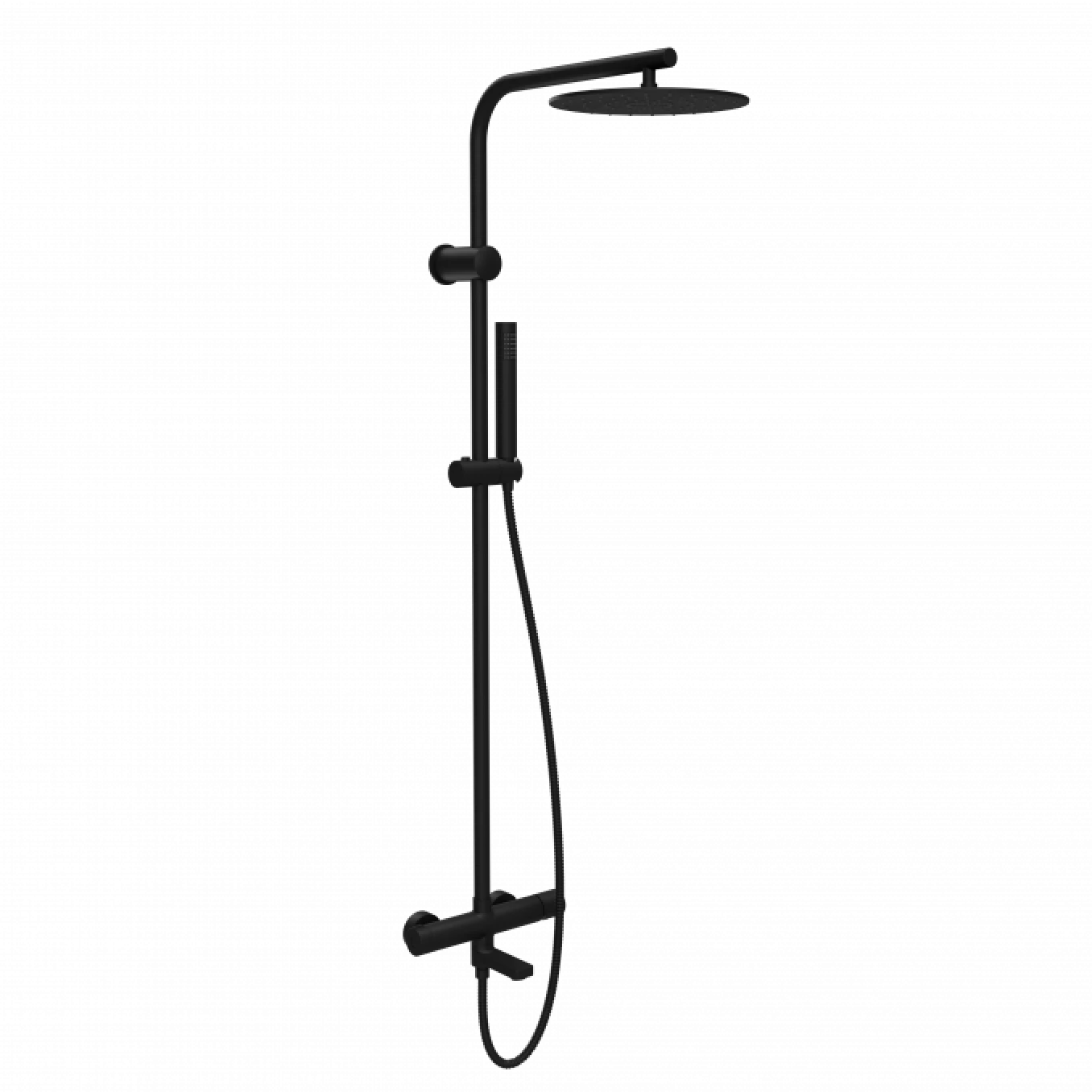 Baterija i usponski tuš sa izlivom COPEN NOOK mat crna okrugli set C-01-110MB